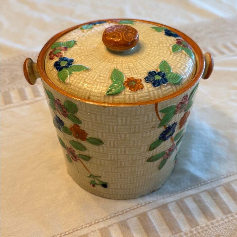 Antique Japanese Cookie Jar with Lid